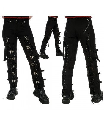 Women Lace-Up Bondage Pants By Gothic Attitude Black Cotton Pant Punk Rock Trousers 